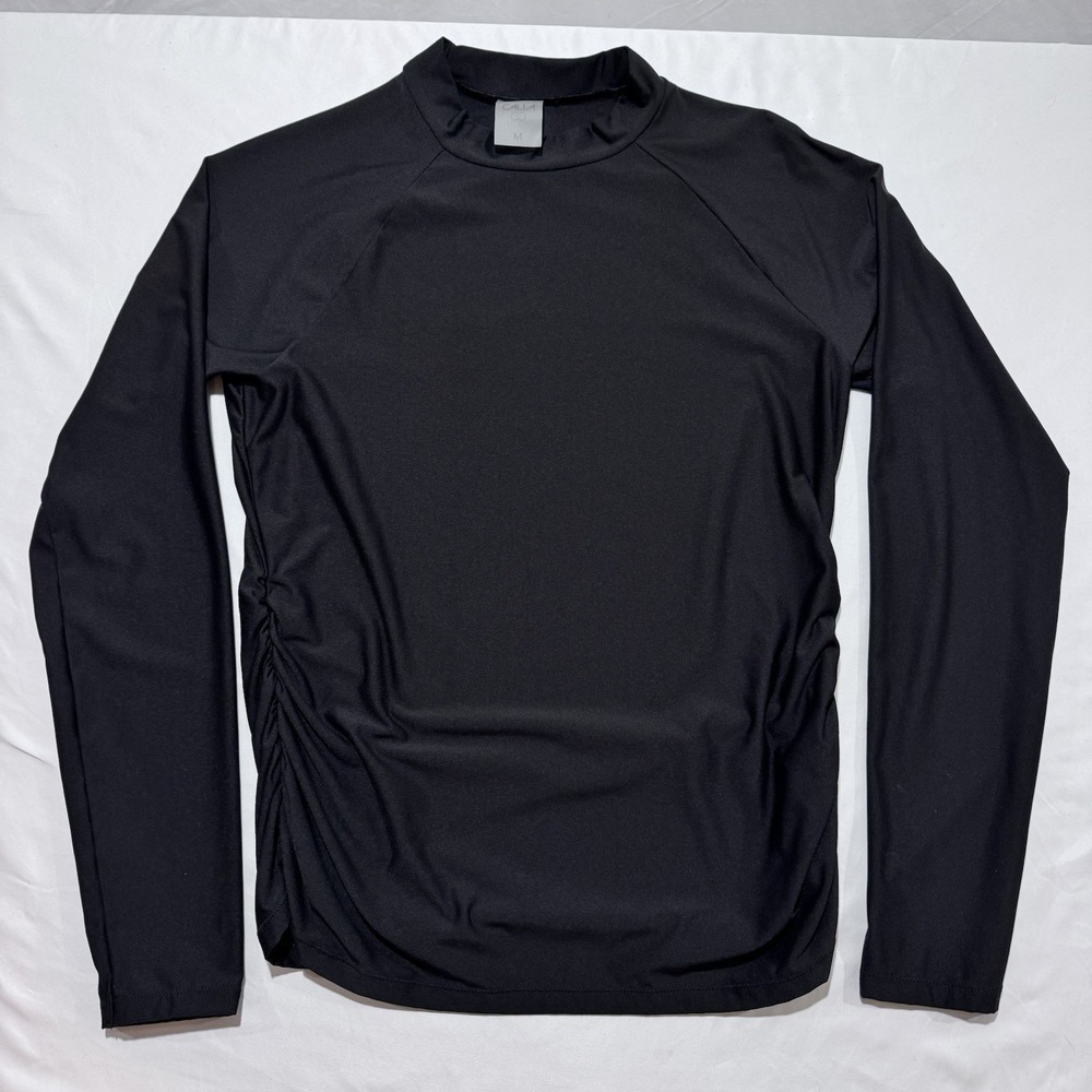 Calia By Carrie Underwood Black Activewear Long Sleeve Top Ruched Sides Size M
